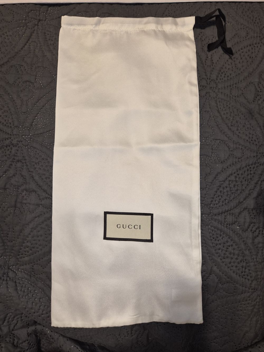 Gucci White Satin Drawstring Dust Bag 18x8 Elongated